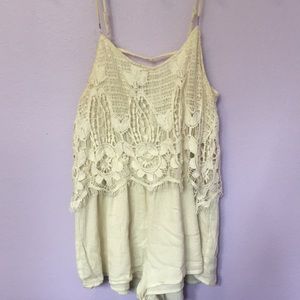 cream lace american eagle romper